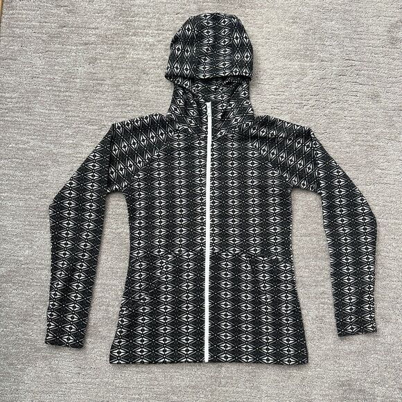Kavu Sweaters - KAVU Sweater Womens Small Black White Geometric Hooded Pockets Full Zip